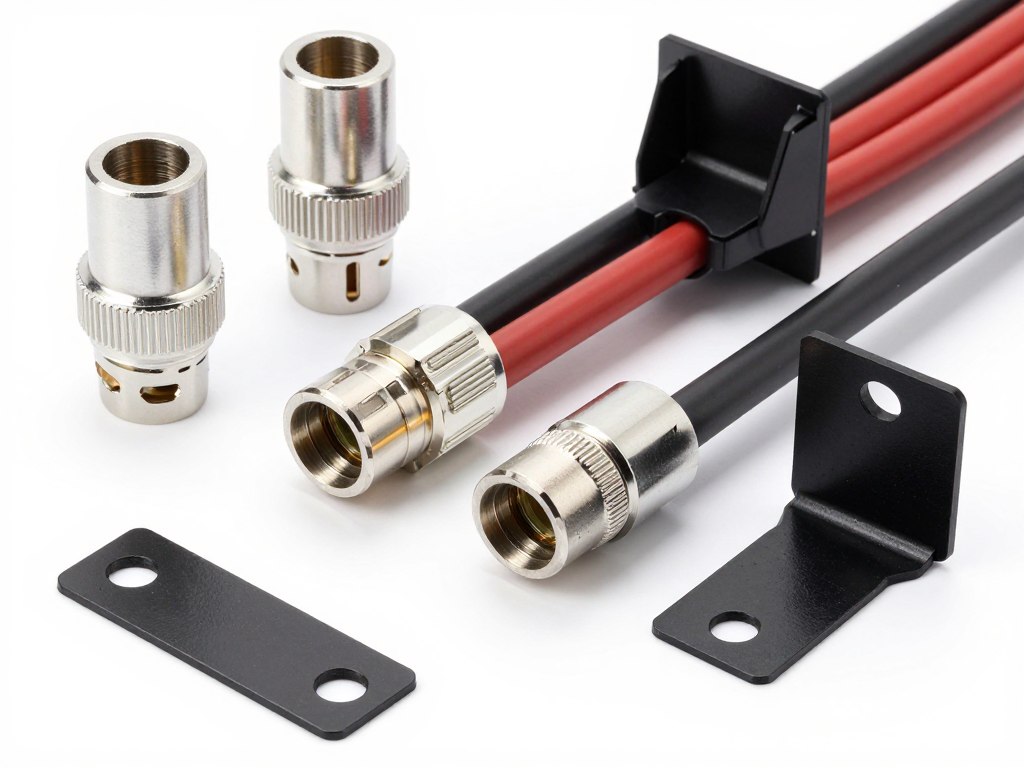 Elementy instalacji odgromowej - złącza, przewody i uchwyty