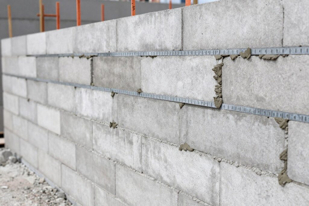 Forma do pustaków przy murowaniu prostej ściany