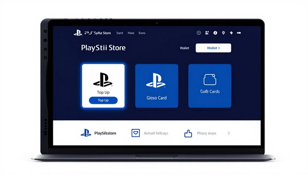 Interfejs PlayStation Store z opcją doładowania portfela