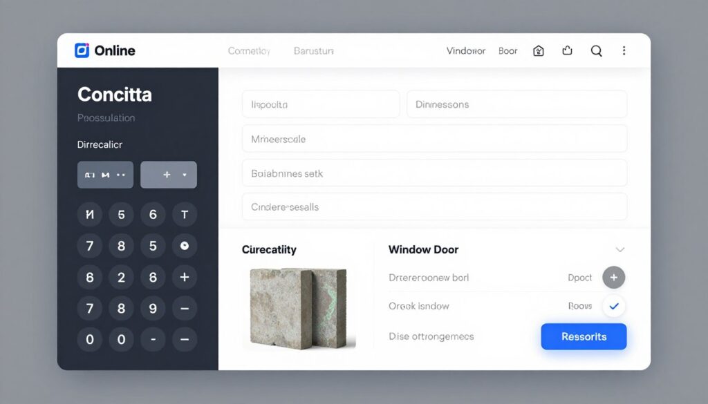 Interfejs kalkulatora do obliczania ilości pustaków