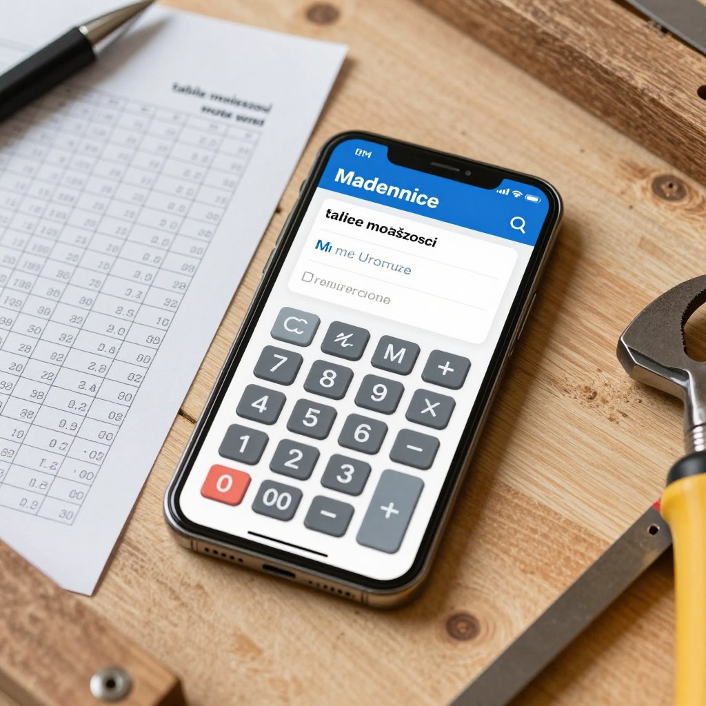 Kalkulator ciesielski i tablice miąższości drewna