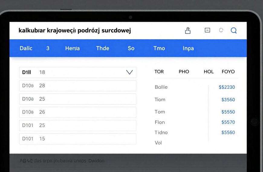 Kalkulator krajowej podróży służbowej - interfejs z polami do wprowadzania danych