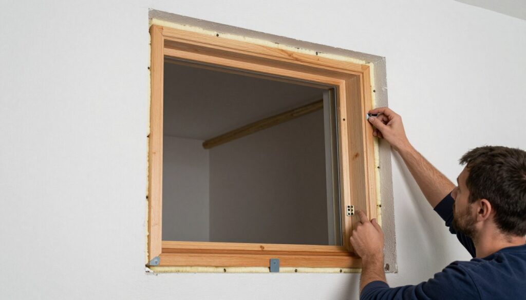 Montaż okna drewnianego w otworze ściennym