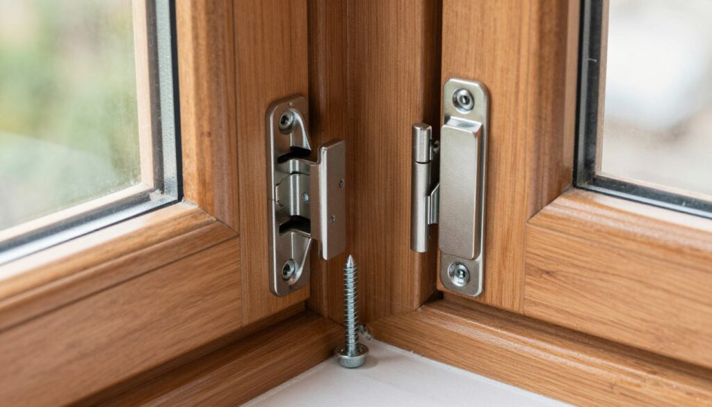 Montaż okuć w oknie drewnianym
