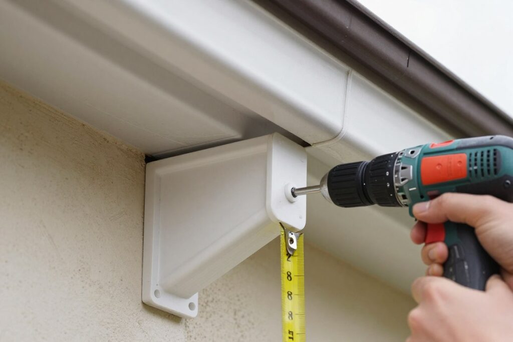 Montaż uchwytów do rynny PCV na desce czołowej Montaż uchwytów do rynny PCV na desce czołowej