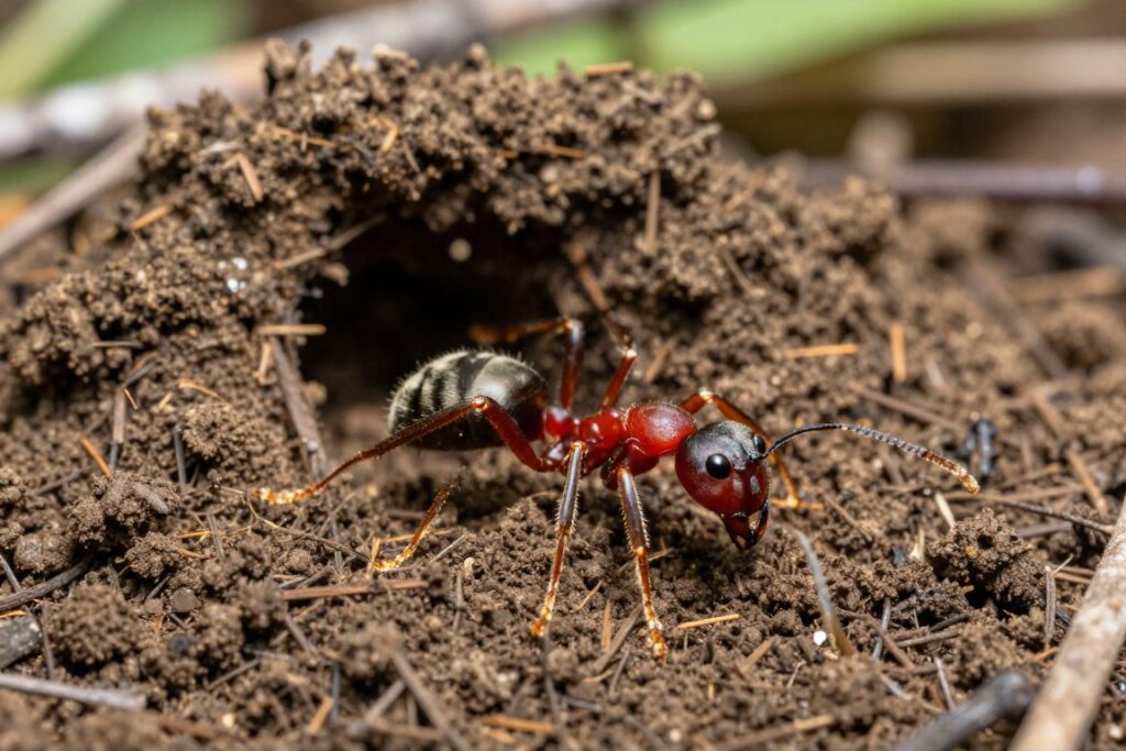 Mrówka ćmawa (Formica polyctena) na kopcu mrówek w lesie
