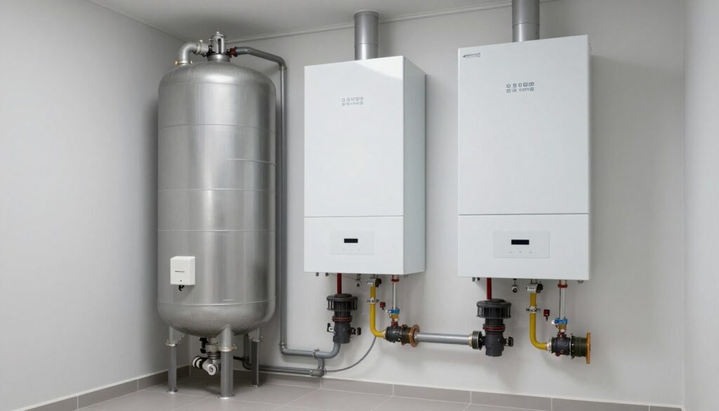 Nowoczesna kotłownia z piecem na pellet i kompletnym systemem grzewczym