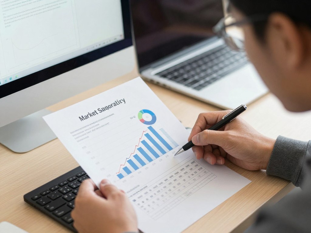 Osoba analizująca dane rynkowe przed rozmową o podwyżce