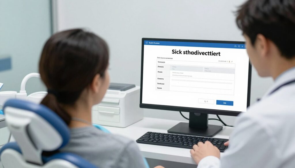 Pacjent otrzymujący L4 od dentysty po zabiegu stomatologicznym