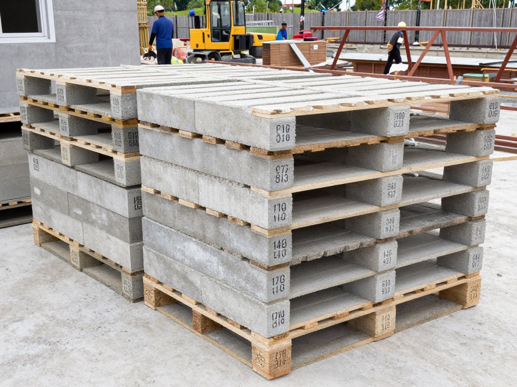 Palety z pustakami przygotowane do budowy domu