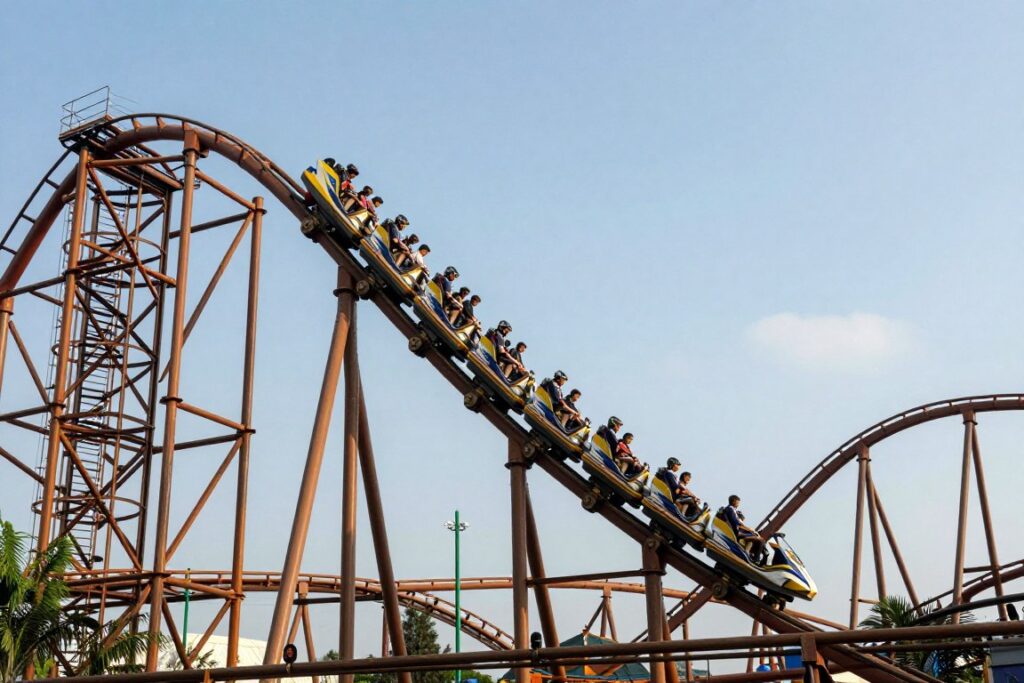 Roller coaster Zadra w Energylandii - jedna z flagowych atrakcji przyciągających tłumy