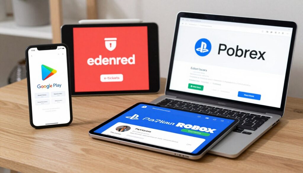 Różne inne usługi cyfrowe przedstawione na urządzeniach elektronicznych