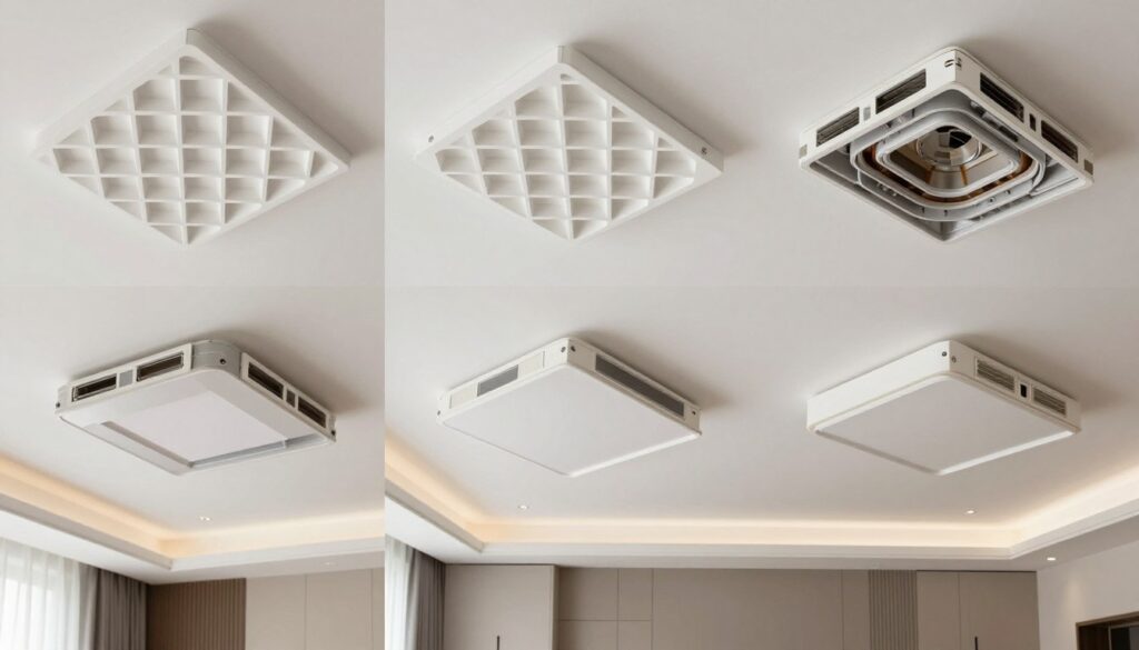 Różne rodzaje sufitów podwieszanych kasetonowych o różnym stopniu skomplikowania