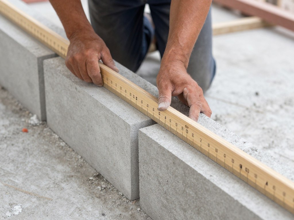 Szablon murarski jako forma do pustaków używana na budowie