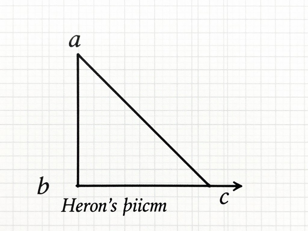 Trójkąt z oznaczonymi bokami a, b, c do wzoru Herona jak obliczyć metry kwadratowe w trójkącie kalkulator