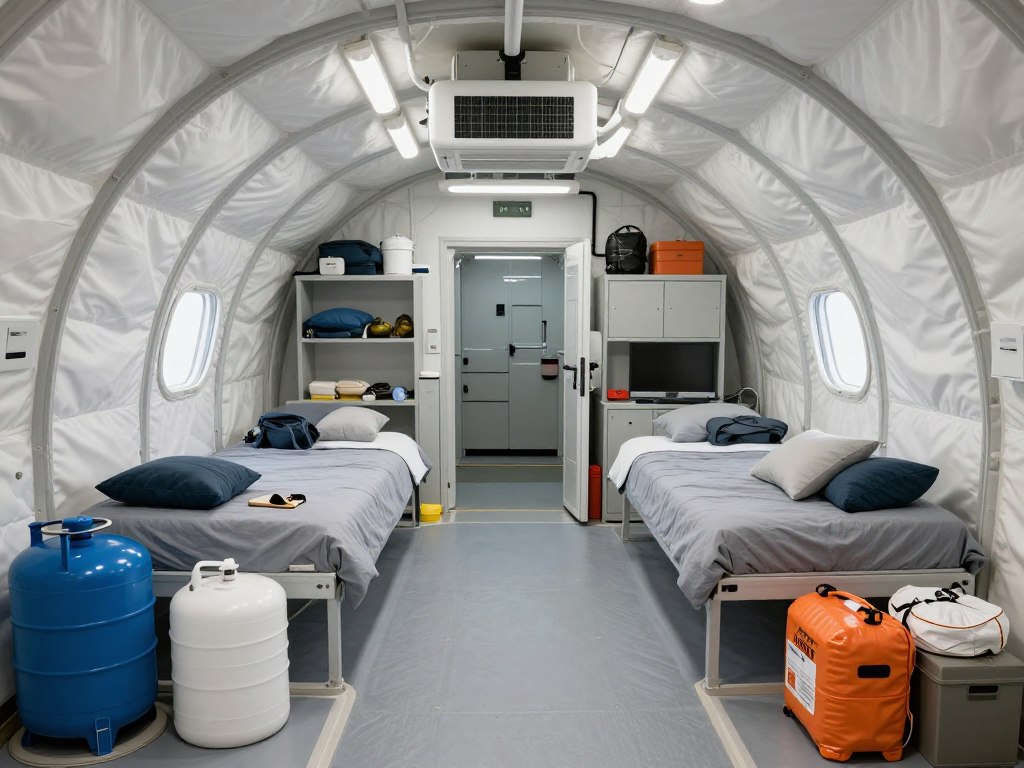 Wnętrze zaawansowanego schronu z pełnym wyposażeniem - ile kosztuje budowa schronu