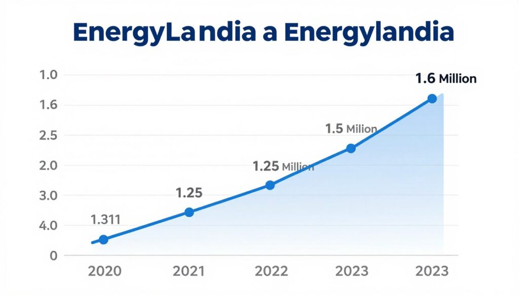 Wykres pokazujący wzrost liczby odwiedzających Energylandię w latach 2020-2023