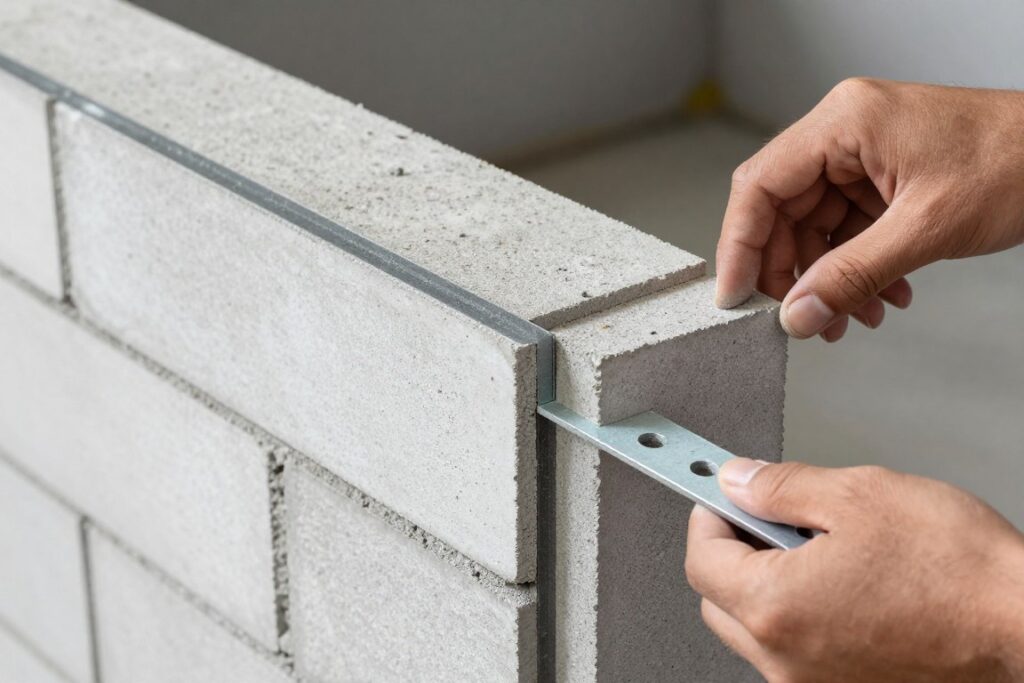 Zastosowanie formy do pustaków przy wykonywaniu narożnika