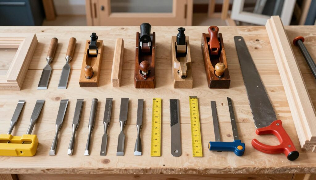 Zestaw narzędzi do wykonania okna drewnianego
