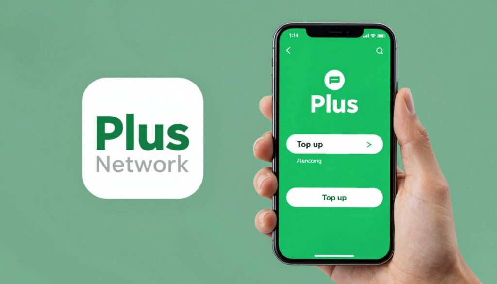 Doładowanie telefonu w sieci Plus - logo i interfejs aplikacji