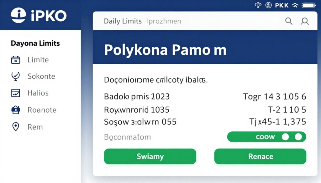 Ekran serwisu iPKO z zaznaczoną sekcją limitów dziennych