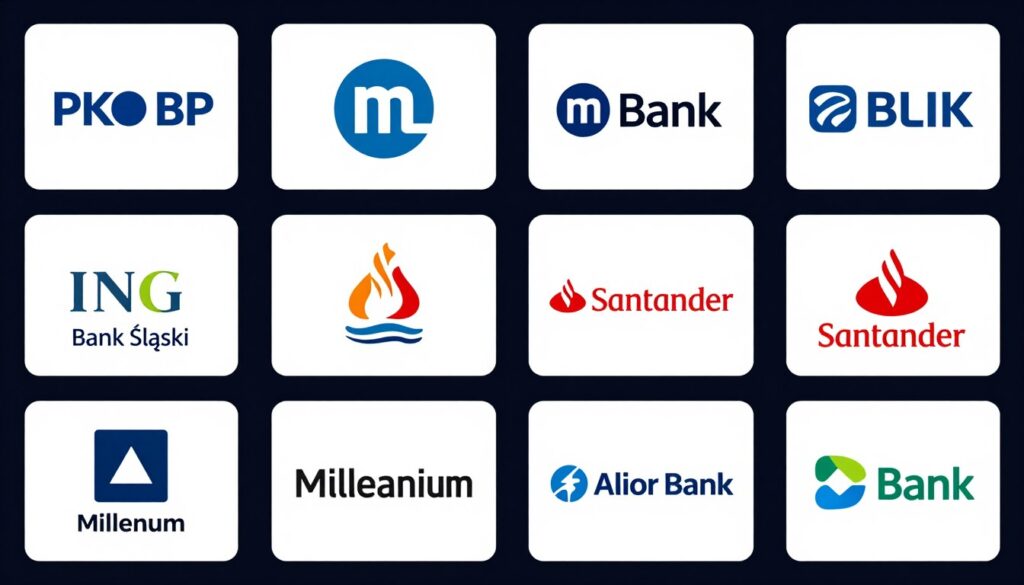 Logotypy banków oferujących system płatności BLIK w Polsce