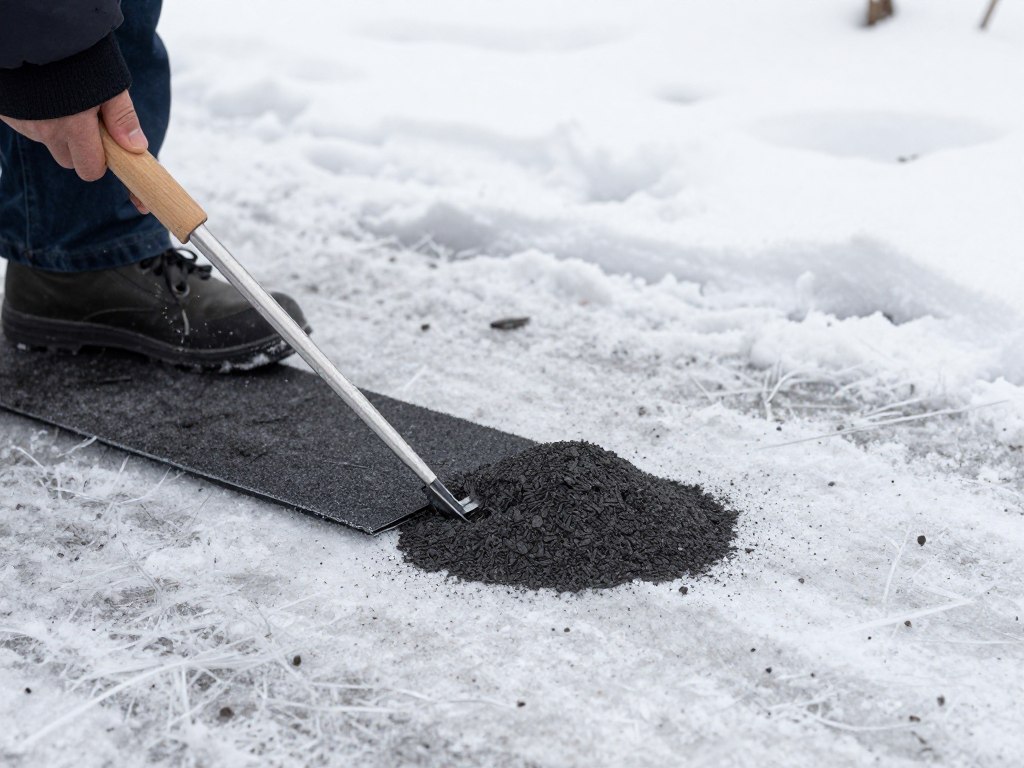 Popiół z pelletu wykorzystywany jako środek antypoślizgowy na oblodzonych chodnikach