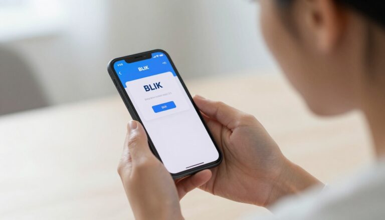 Problemy z BLIKiem - osoba sprawdzająca aplikację bankową na smartfonie