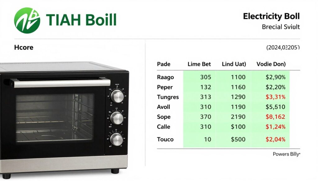 Rachunek za prąd z zaznaczonym zużyciem energii przez piekarnik elektryczny