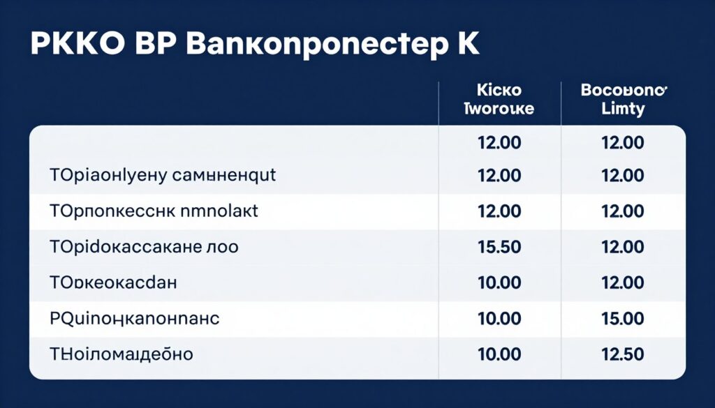 Tabela z domyślnymi limitami transakcji w PKO BP