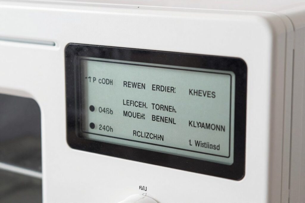 Tabliczka znamionowa piekarnika elektrycznego z widoczną informacją o mocy w kilowatach