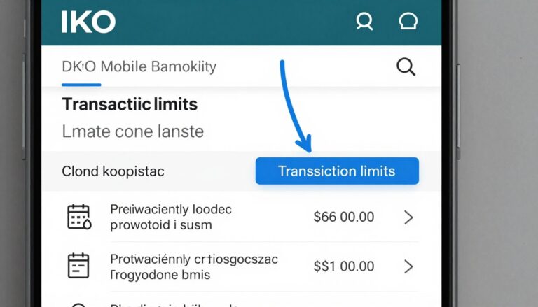 Zmiana limitów PKO BP i IKO - ekran aplikacji mobilnej IKO z zaznaczoną sekcją limitów