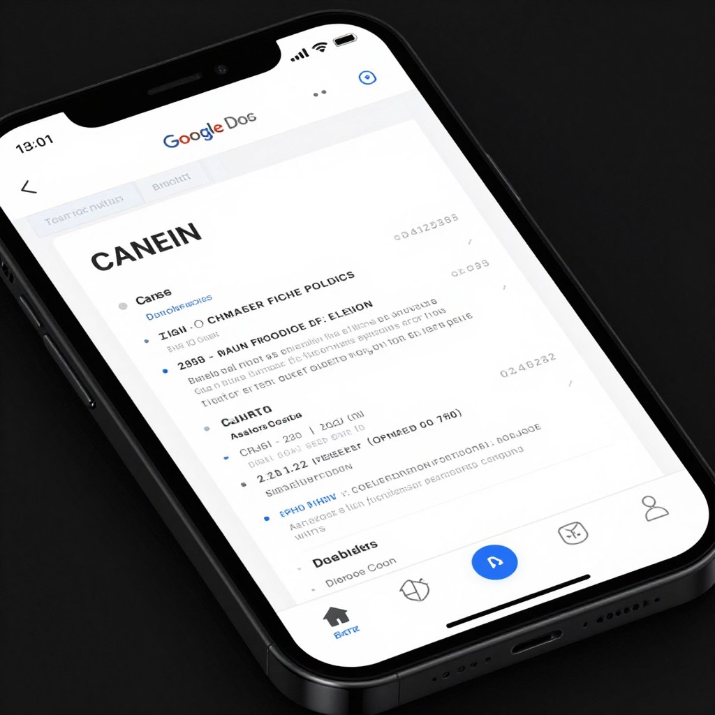 Zrzut ekranu aplikacji Google Dokumenty na telefonie