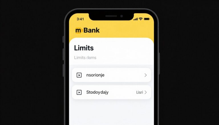 zmiana limitów mbank - panel z ustawieniami limitów w aplikacji mobilnej
