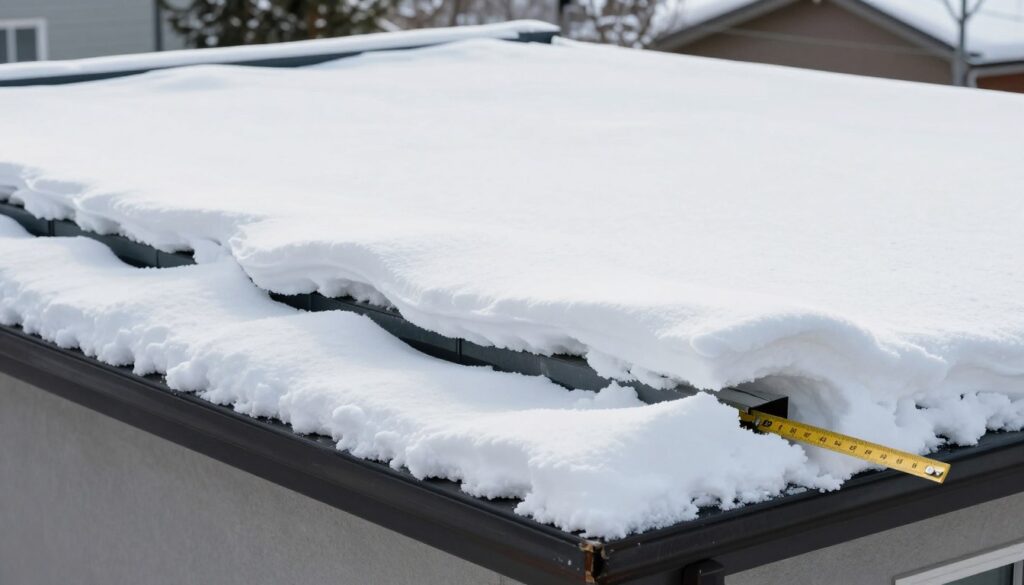 Dach płaski z dużą ilością śniegu powodujący ugięcie konstrukcji