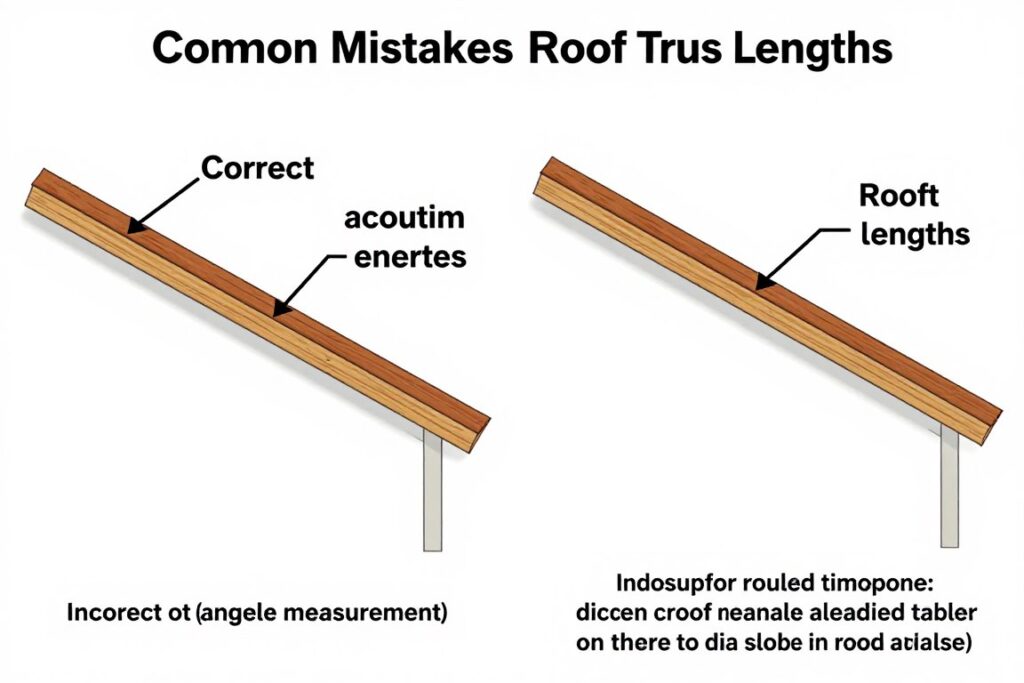 Schemat pokazujący typowe błędy przy obliczaniu długości krokwi
