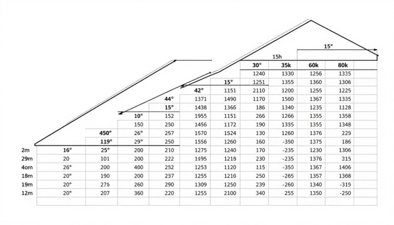 Tabela długości krokwi z wartościami dla różnych kątów nachylenia dachu