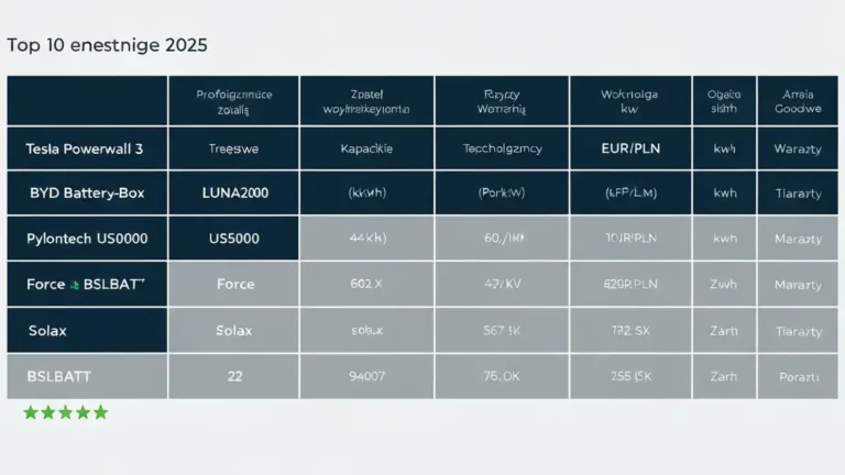 Ranking top 10 magazynów energii do domu 2025 – porównanie modeli LFP i NMC z parametrami technicznymi