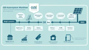 Schemat systemu aukcji OZE – procedura od rejestracji do uruchomienia instalacji fotowoltaiki powyżej 50 kW