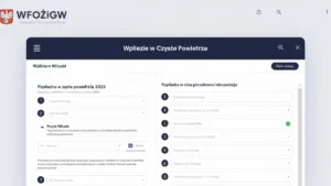 Ekran portalu WFOŚiGW z formularzem wniosku online do programu Czyste Powietrze