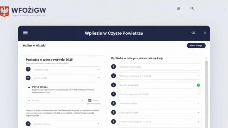 Ekran portalu WFOŚiGW z formularzem wniosku online do programu Czyste Powietrze