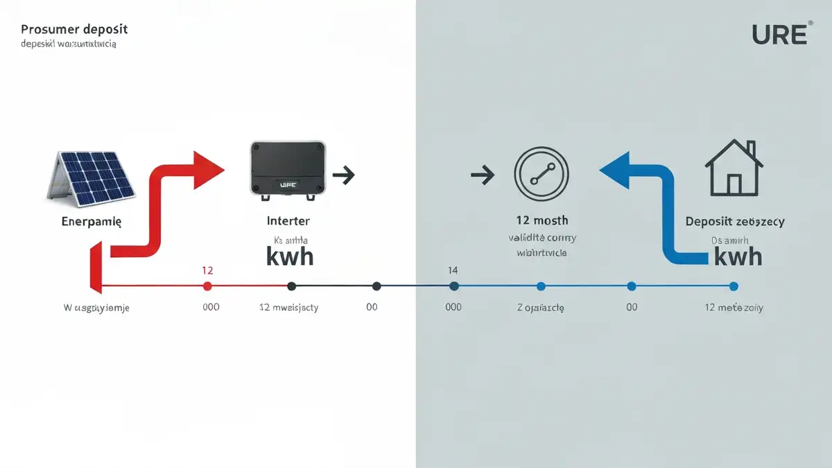 Diagram depozytów prosumenckich – przepływ energii, saldo kWh, data wygaśnięcia w systemie net-billingu