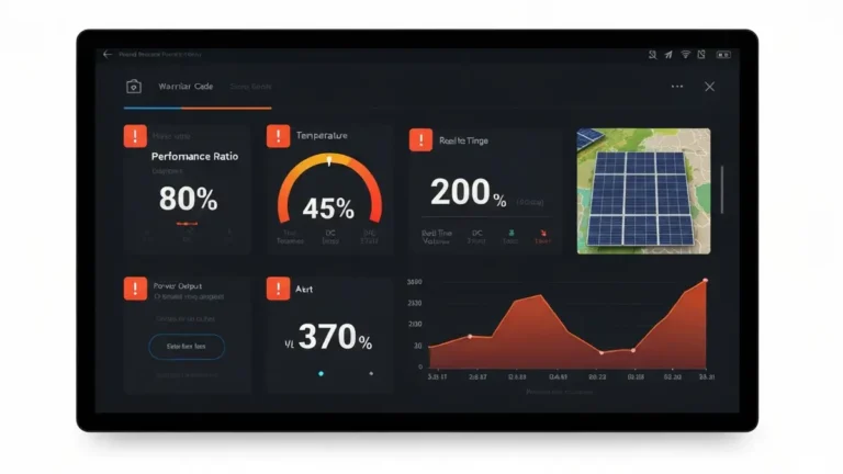 Zrzut ekranu z aplikacji monitoringu fotowoltaiki pokazujący spadek produkcji energii w ciągu dnia z błędem inwertera