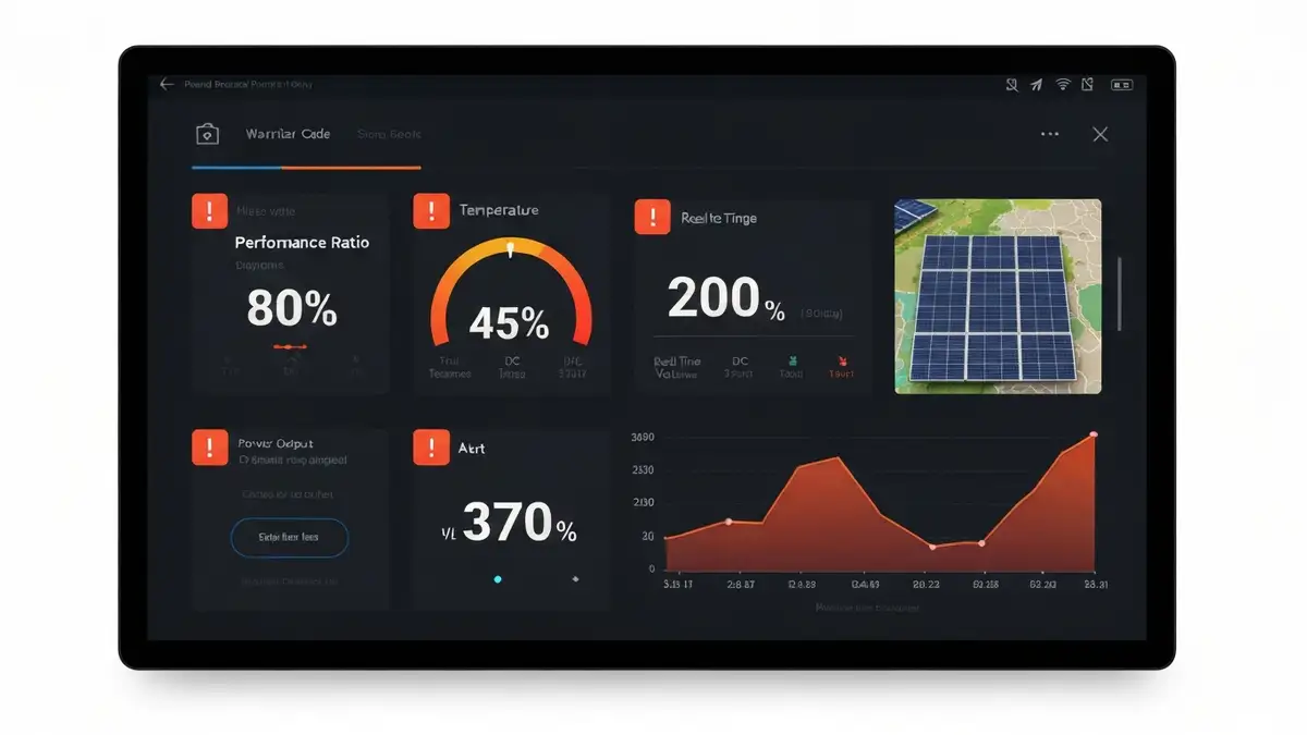 Zrzut ekranu z aplikacji monitoringu fotowoltaiki pokazujący spadek produkcji energii w ciągu dnia z błędem inwertera