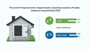 Porównanie programów dotacji na pompy ciepła w Polsce 2026 – infografika NFOŚiGW Czyste Powietrze i Moje Ciepło