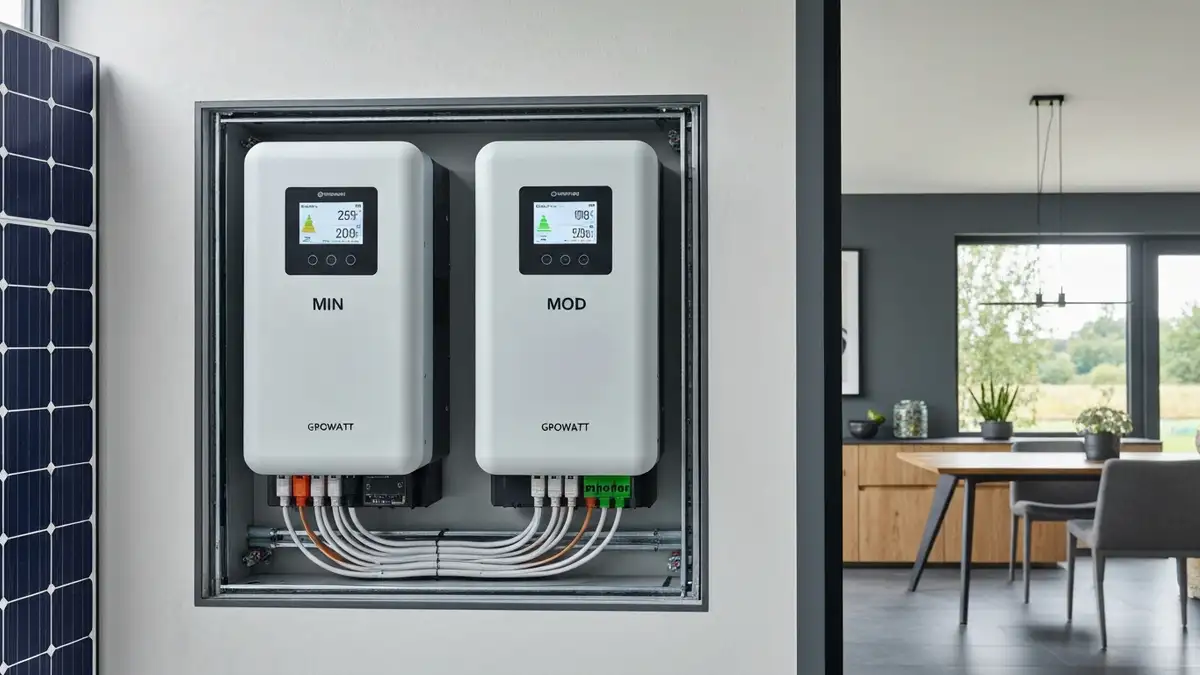 Falownik Growatt seria MIN i MOD zamontowany na ścianie w instalacji fotowoltaicznej