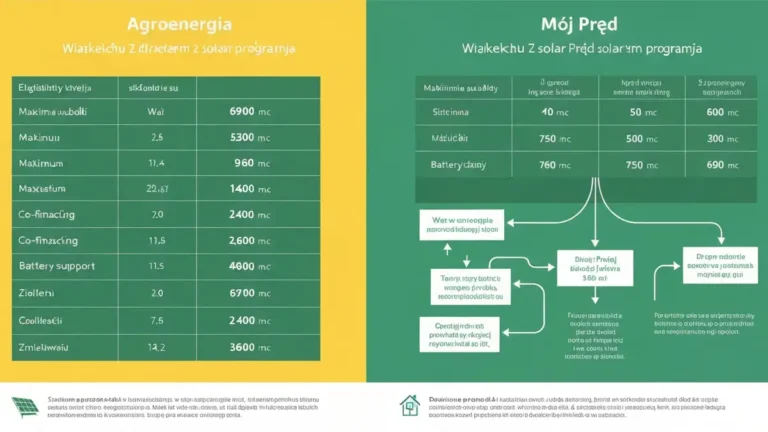 Porównanie Agroenergia vs Mój Prąd – tabela ze schemą decyzyjną dla rolnika wybierającego program dotacyjny