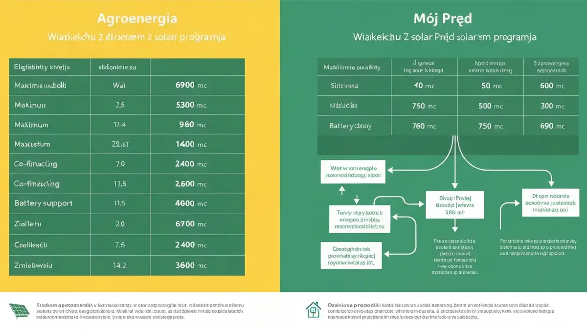 Porównanie Agroenergia vs Mój Prąd – tabela ze schemą decyzyjną dla rolnika wybierającego program dotacyjny