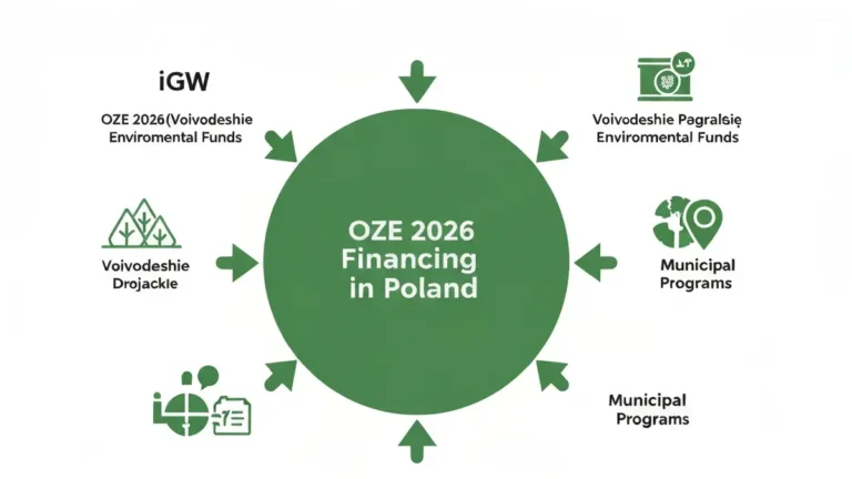 Schemat typów europejskich funduszy na odnawialne źródła energii w Polsce – FEnIKS, KPO, WFOŚiGW