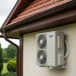 Galmet Airmax² pompa ciepła powietrze-woda jednostka zewnętrzna na terenie domu